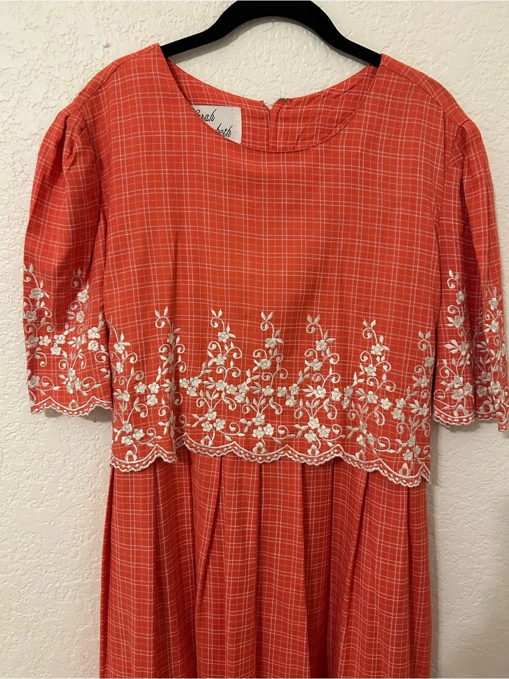 Vintage Sarah Elizabeth Maxi Dress Embroidered Rayon Cottagecore Prairie Size 16